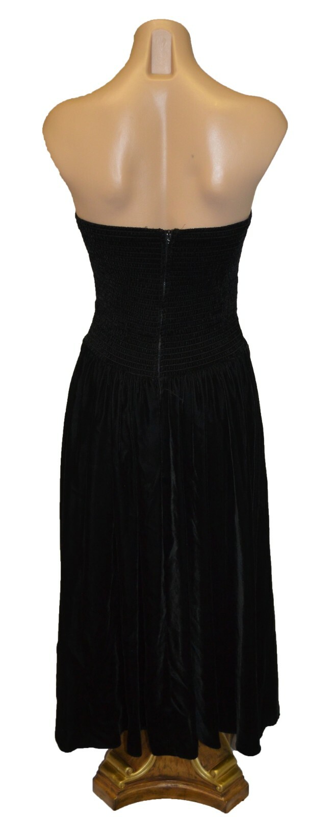 Positively Ellyn Vintage 80s Black Velvet Rhinestone Prom Party Dress size 8