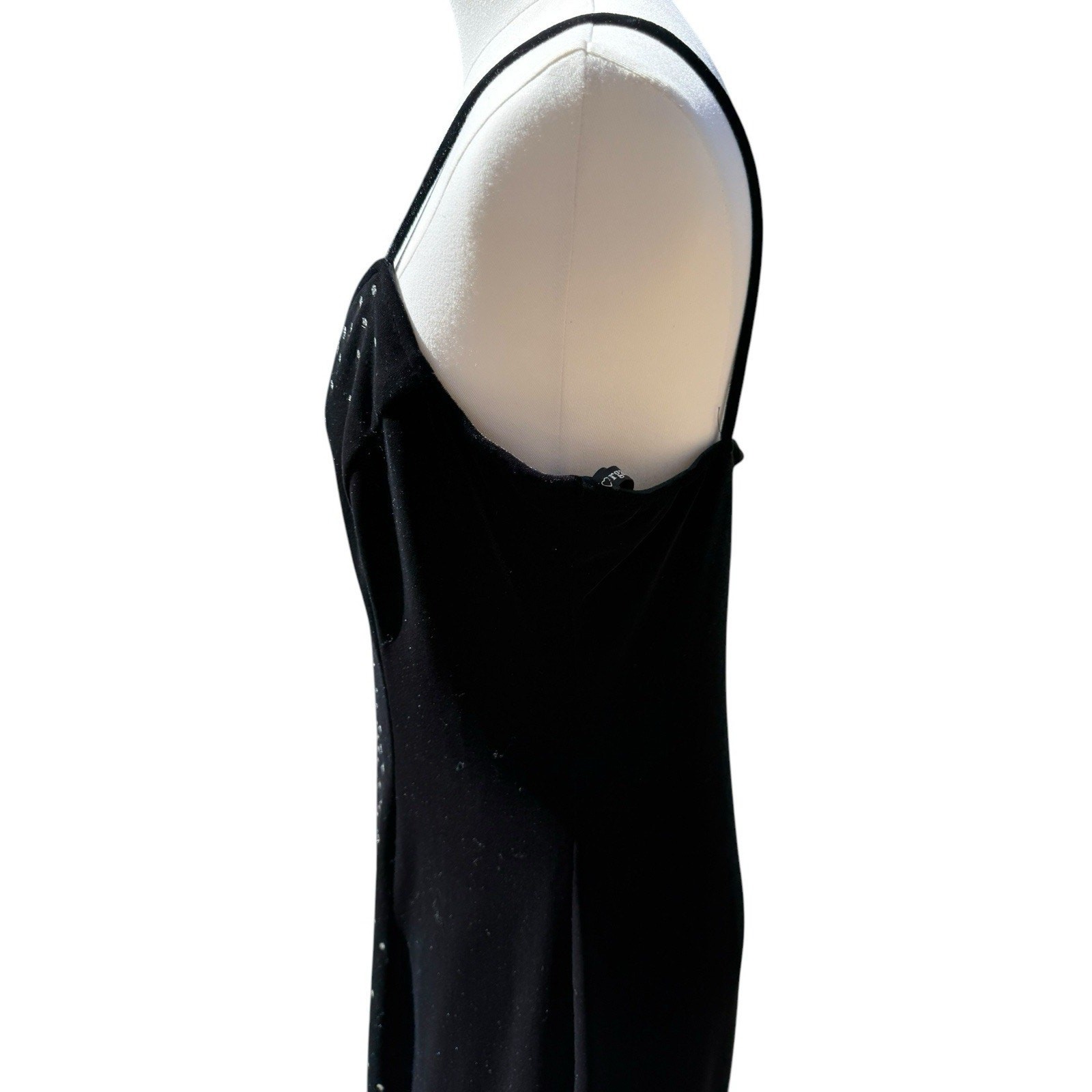 Vintage 90’s Black Stretch Glitter Velvet Grunge Maxi Dresssz 12 whimsigoth Y2k