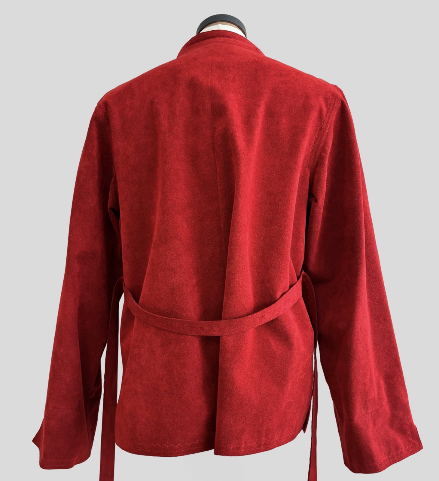 VTG Ultra Suede Brick Red Tie Waist Jacket 60s/70’s Women’s L Easy Casual Retro