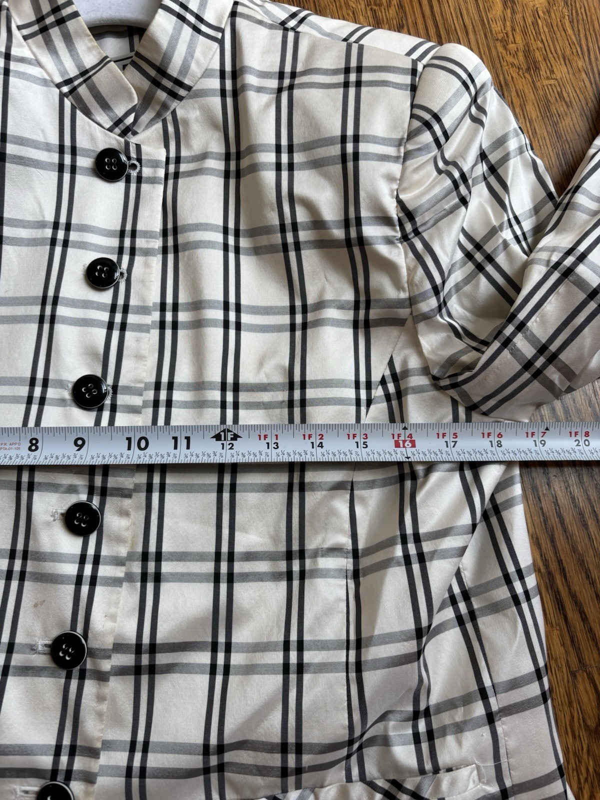 Vintage Carlisle Black White Plaid Blazer 90s Retro Size 8 Button Down