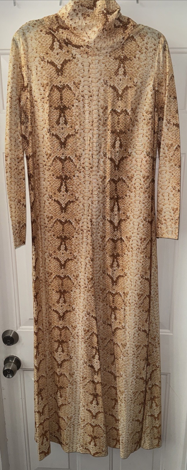 Vintage B Cohen I. Magnin Maxi Dress Caftan in Metallic Python Snakeskin Print