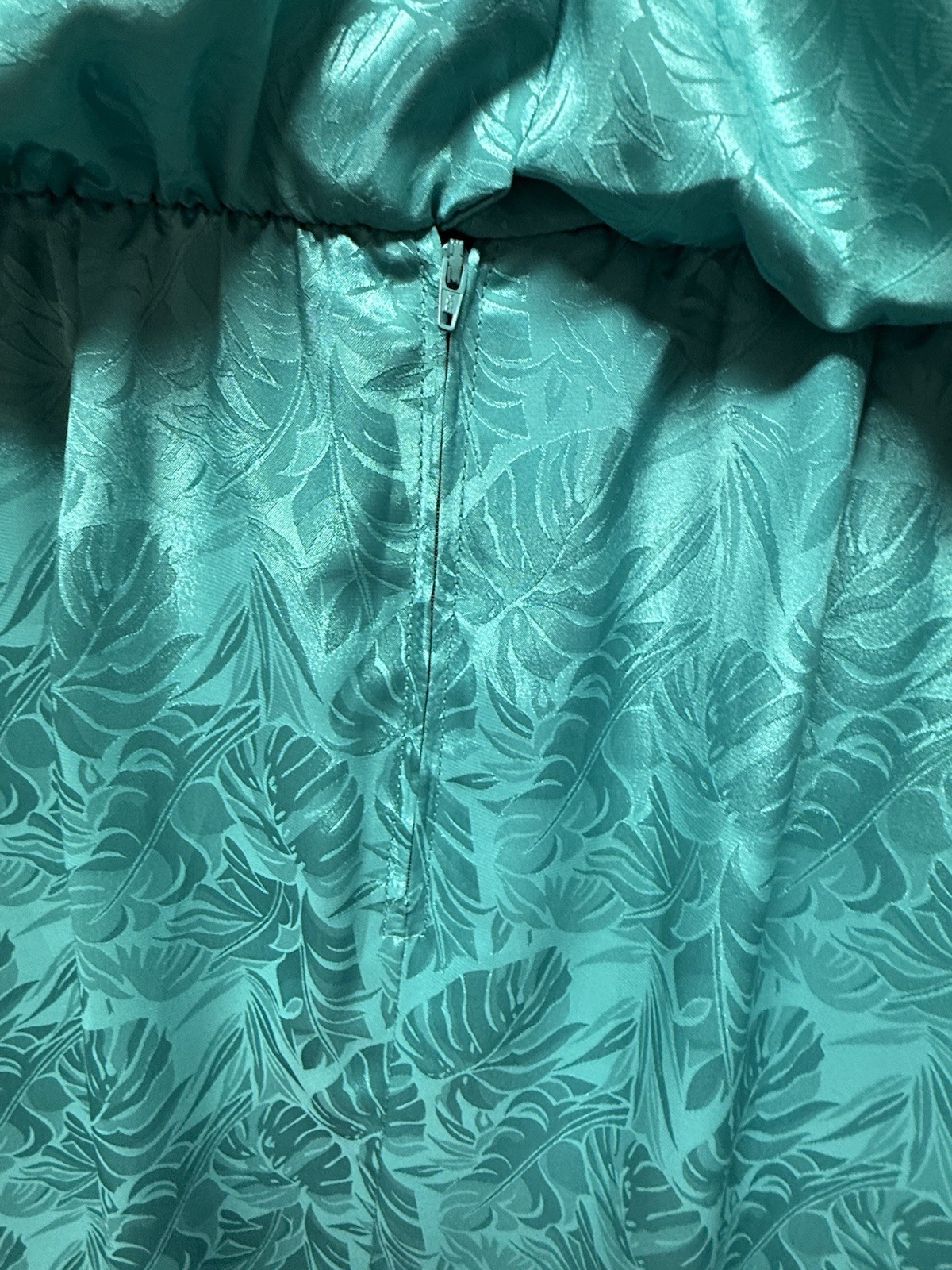 Vtg Henry Lee Women Dress 1960 Green Satin Floral Print Button Up Back Size 12