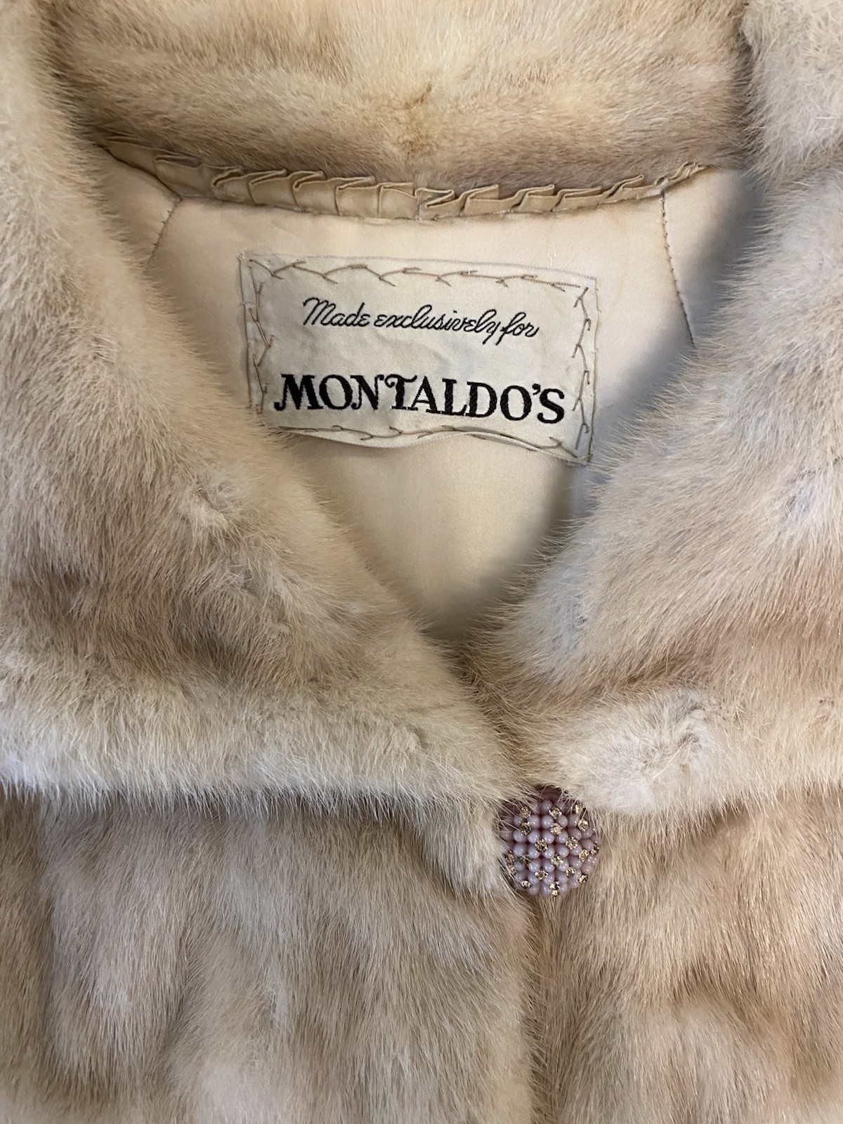 VTG 26” Natural Tourmaline Mink Fur Swing Coat Women’s Sz S/M Montaldos