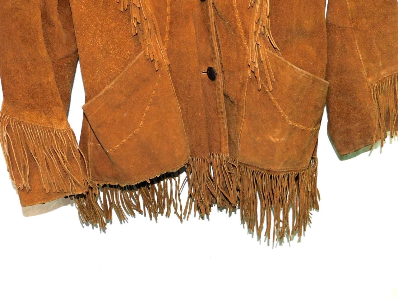 Vintage Pioneer Wear M Brown Suede Western Fringe Coat Woman Rockabilly Rodeo