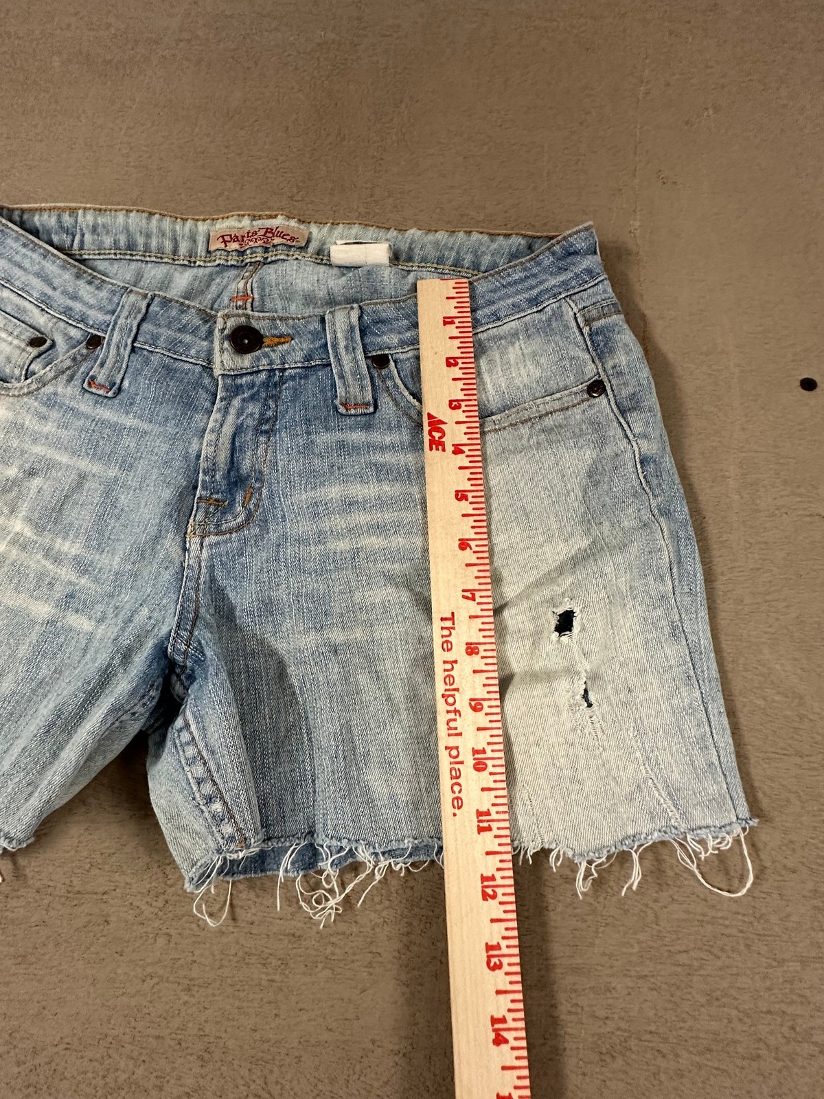 Paris Blues Womens Jean Shorts Size 11 Light Wash Distressed Raw Hem Y2K