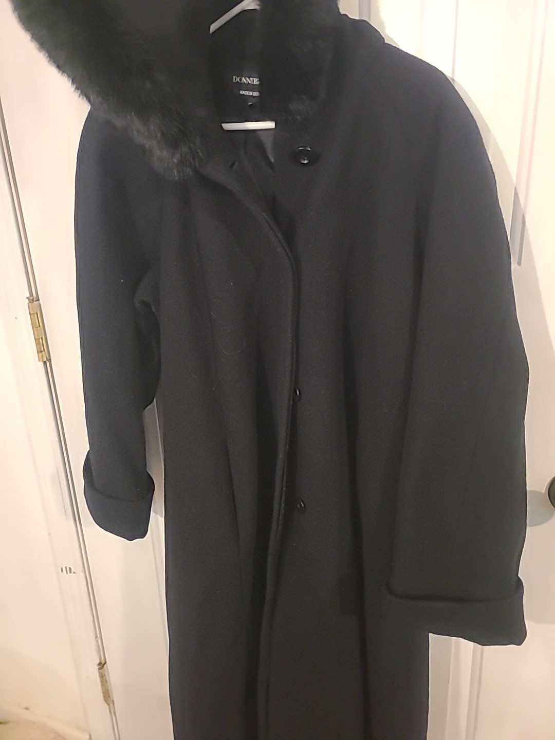 Rare Vintage Donnybrook Rabbit Fur Lined Hood Full Length Wool Coat Sz 8 Vintage