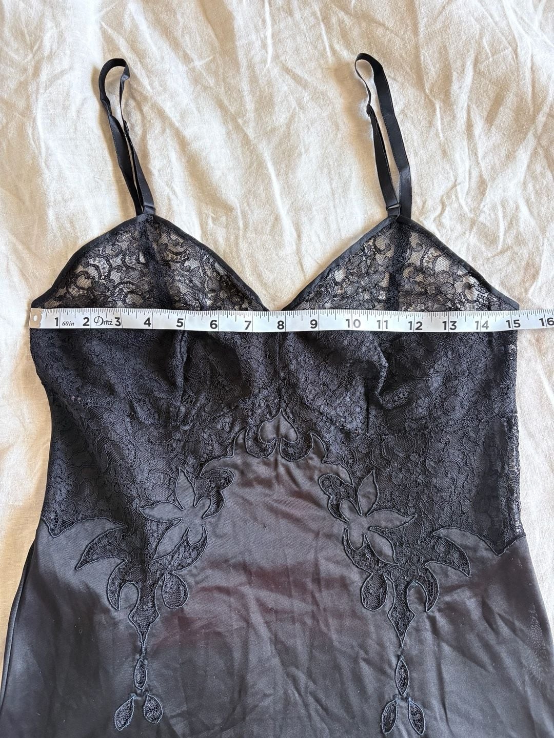 Vintage Black Nylon Lots of Lace Bust Slip Gothic Dress