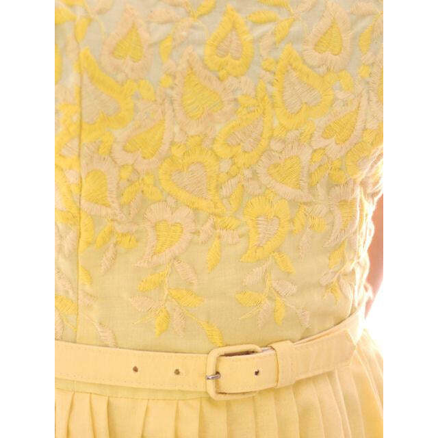VTG 1950s Wendy Woods Yellow Cotton Sundress Embroidered Bodice S w/ Belt