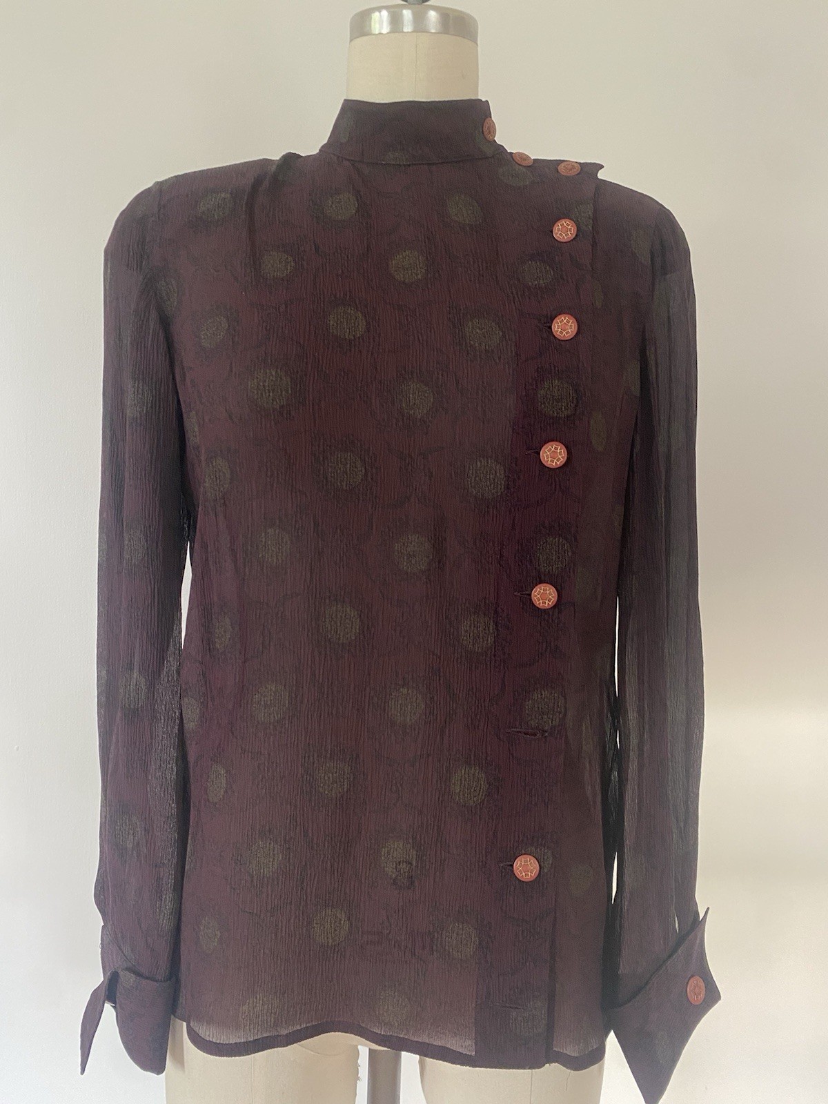 Emanuel Ungaro Parallel Vintage 1980’s Silk Sheer Blouse With Side Buttons