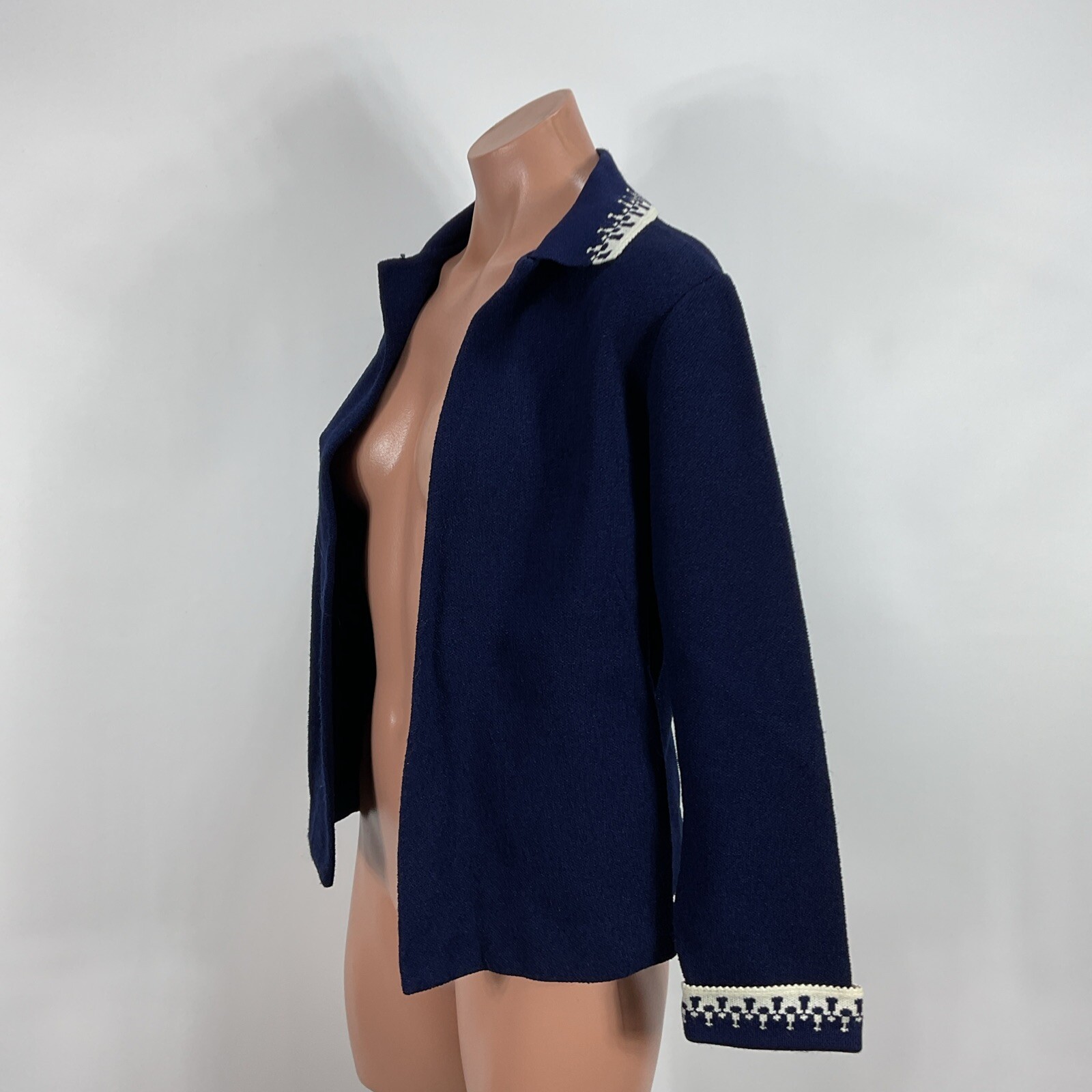 Wool Winter Vintage 40s 50s Nordic Glengarry Sweater Dark Blue Cardigan 100%