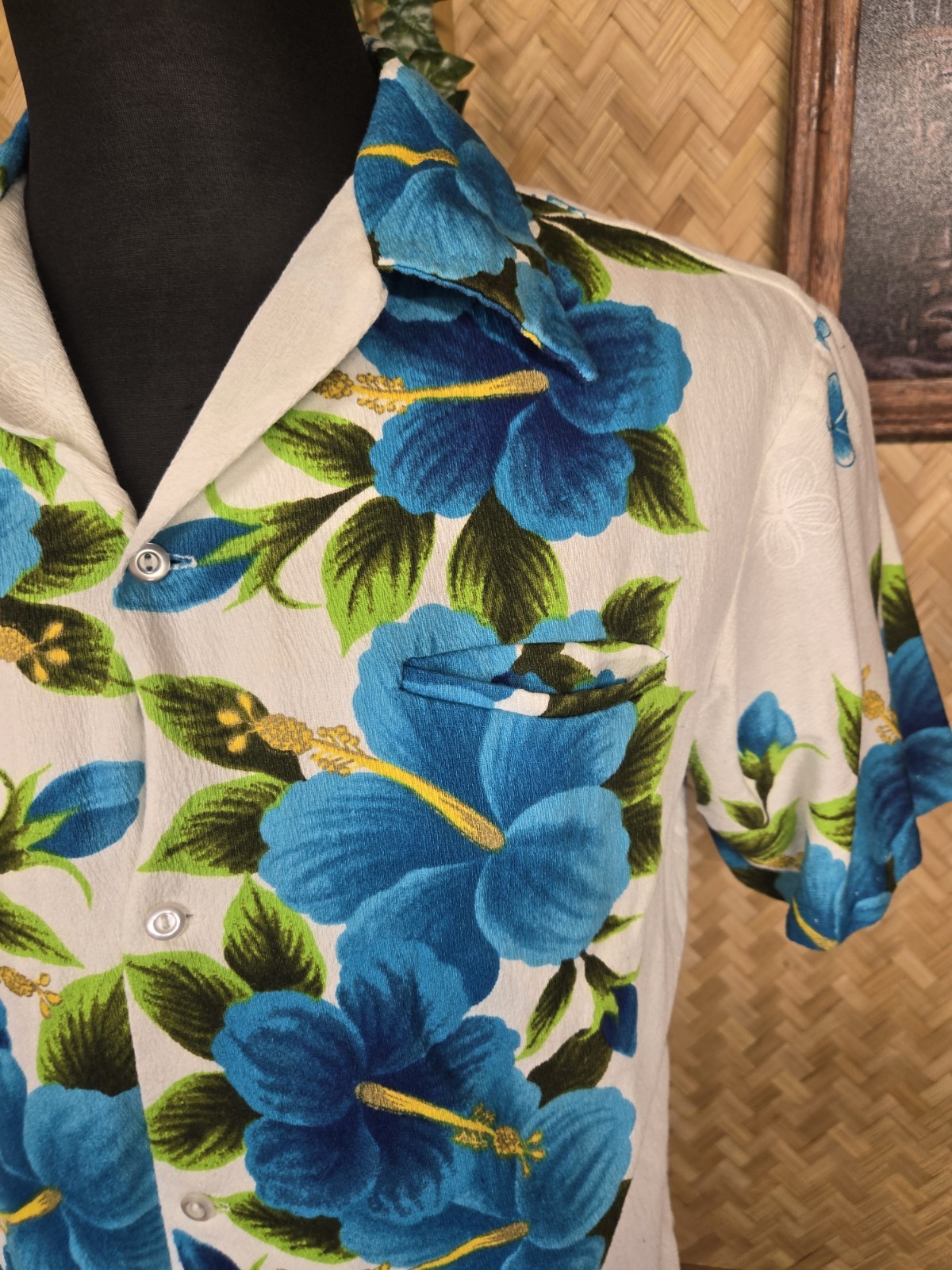 Vintage Ui-maikai Hawaiian Barkcloth Honeymoon Aloha Dress & Shirt Set w1257