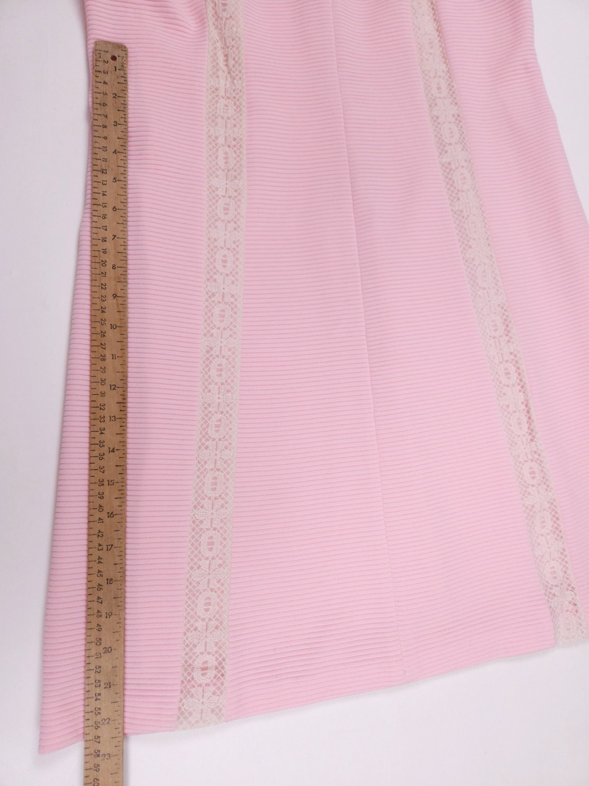 Meg Madison Vintage 60s Pink New York Ribbed Lace Shift Dress Medium
