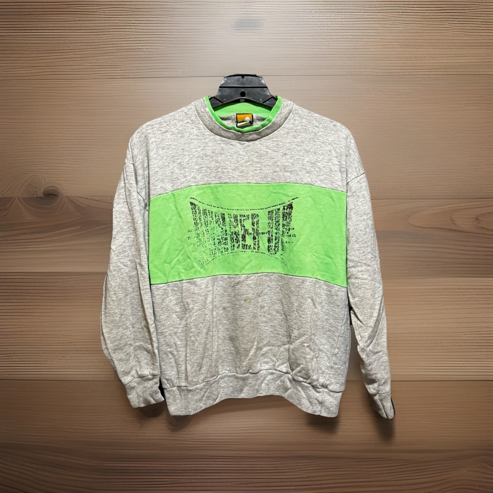 Runner Up Color Block Crewneck Sweatshirt Distressed Made In USA Vintage 1980s