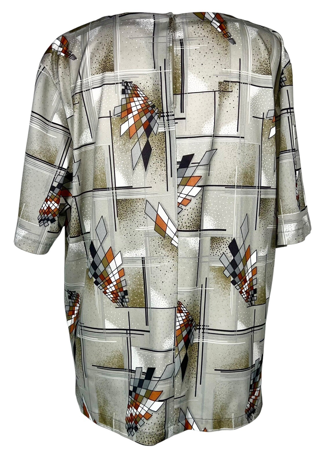 1970s POLYESTER DISCO SHIRT GEOMETRIC MOD OP ART RETRO VINTAGE GROOVY Women’s L