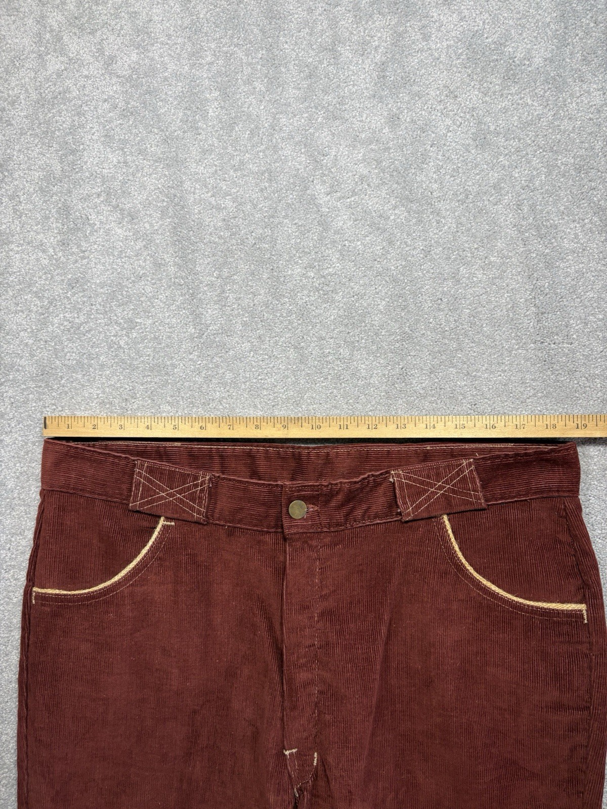 1960s Flare Corduroy Bell Bottoms Rust Red Vintage Talon Zipper Size 38×29