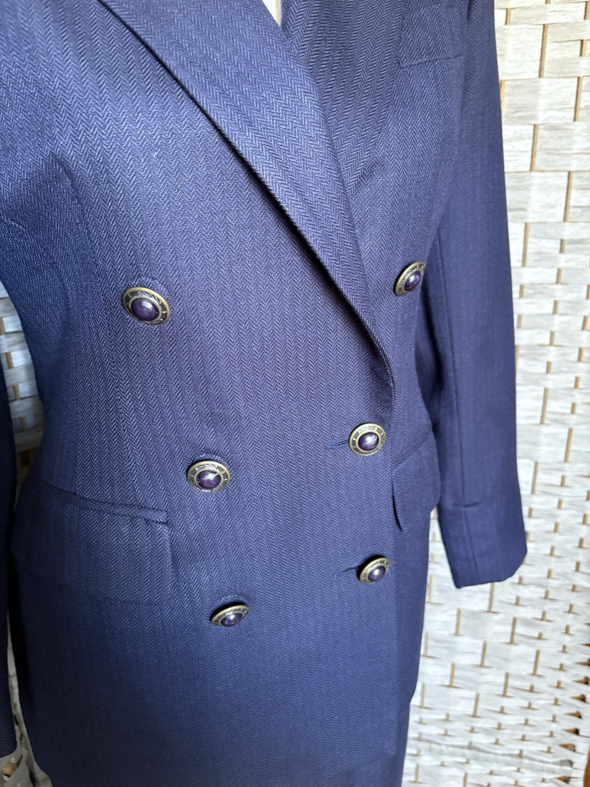 Working Girl Breckenridge VTG Navy Double Breasted Jacket Skirt Suit 70’s 2P/6P