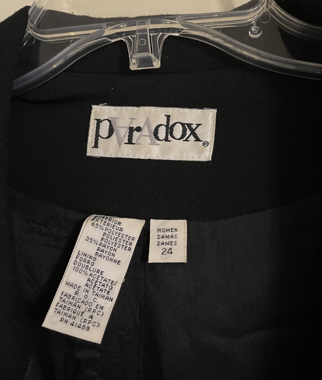 Vintage Paradox Blazer Women’s Plus Size 24 Black Tuxedo Style Satin Lapel