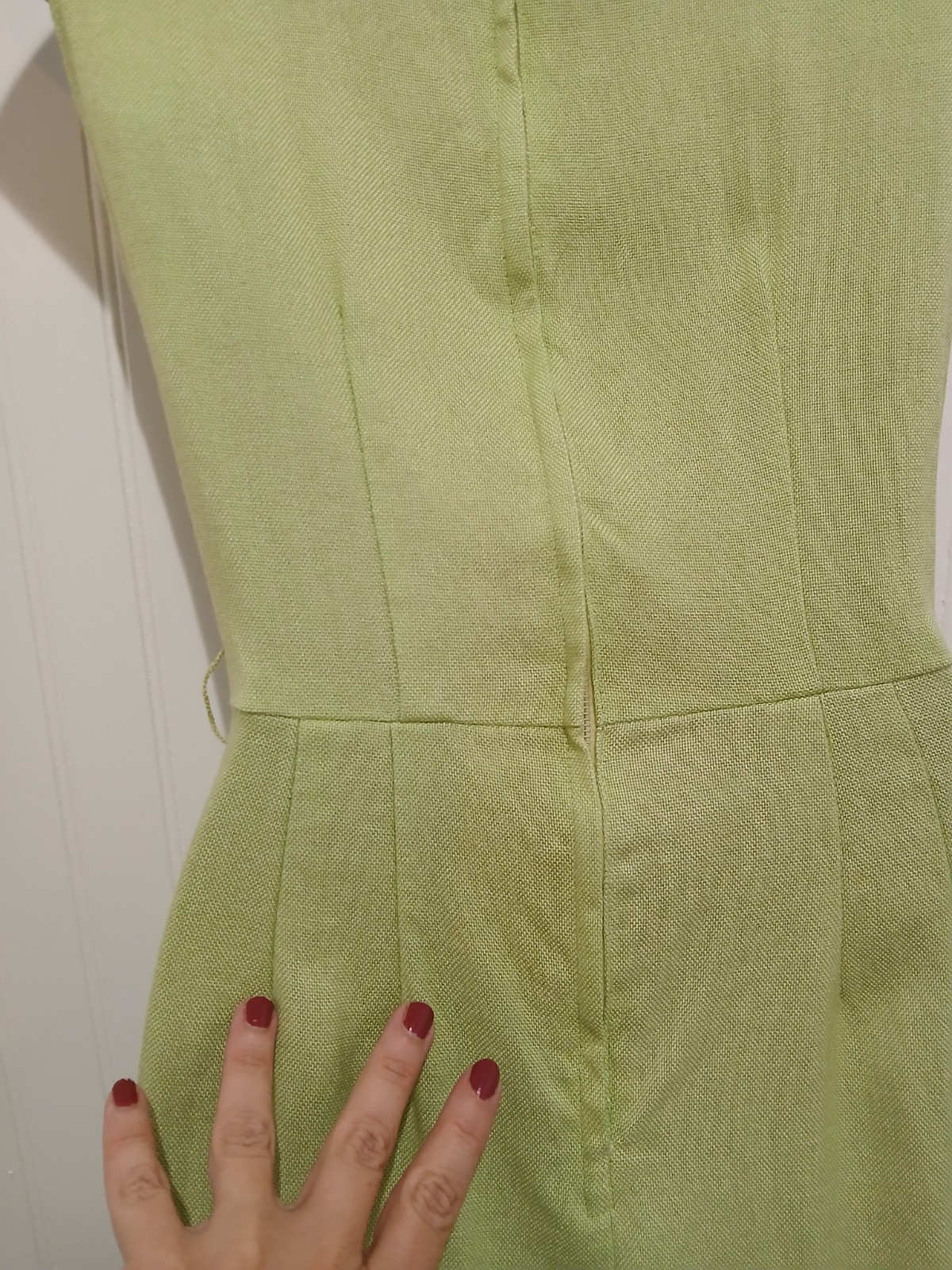 True Vintage Light Green Mod Fit Flare Sleeveless Mini Dress 60s 29″C