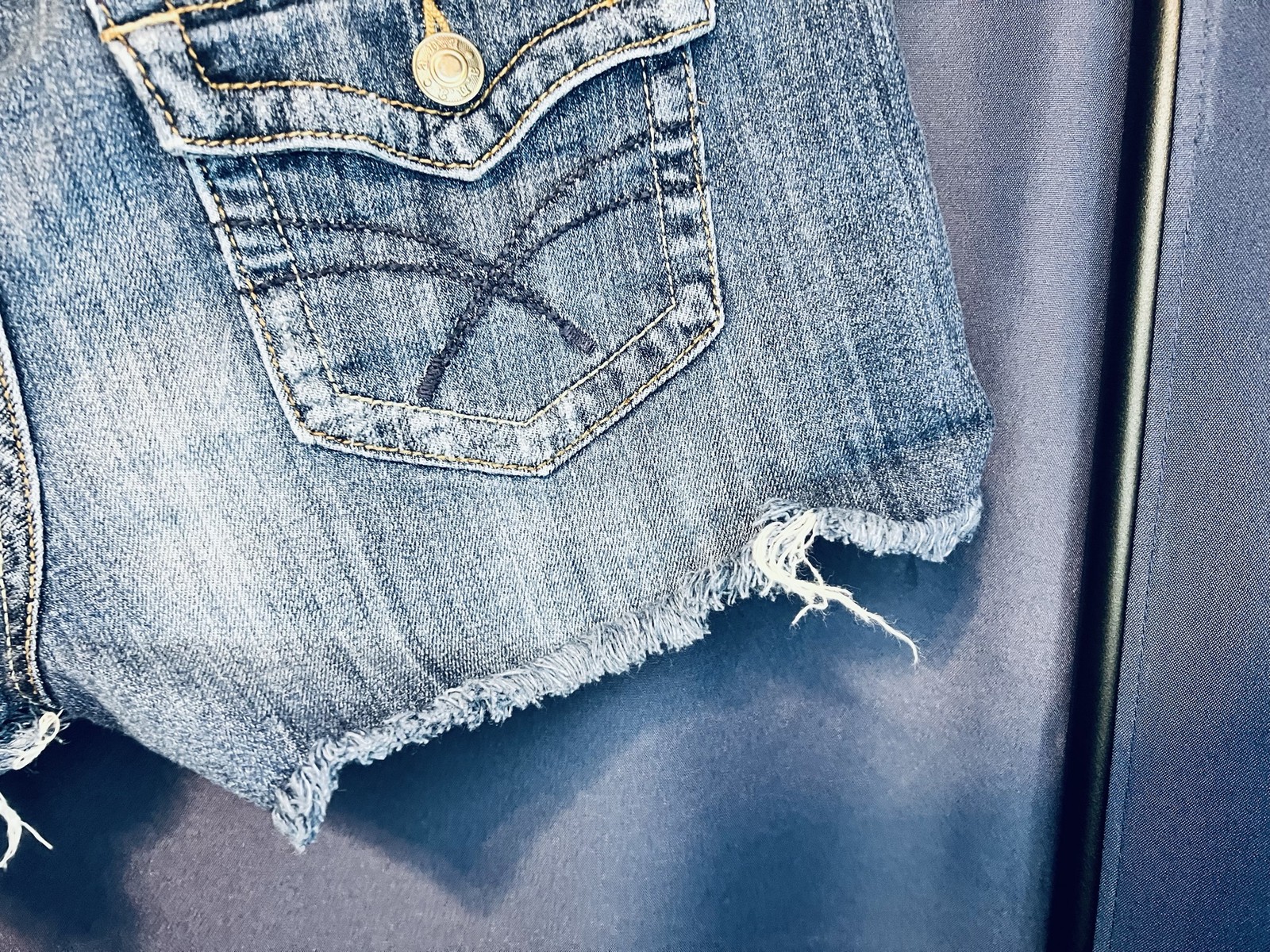 A.N.A A New Approach Womens Denim Shorts Studded Distressed Raw Hem
