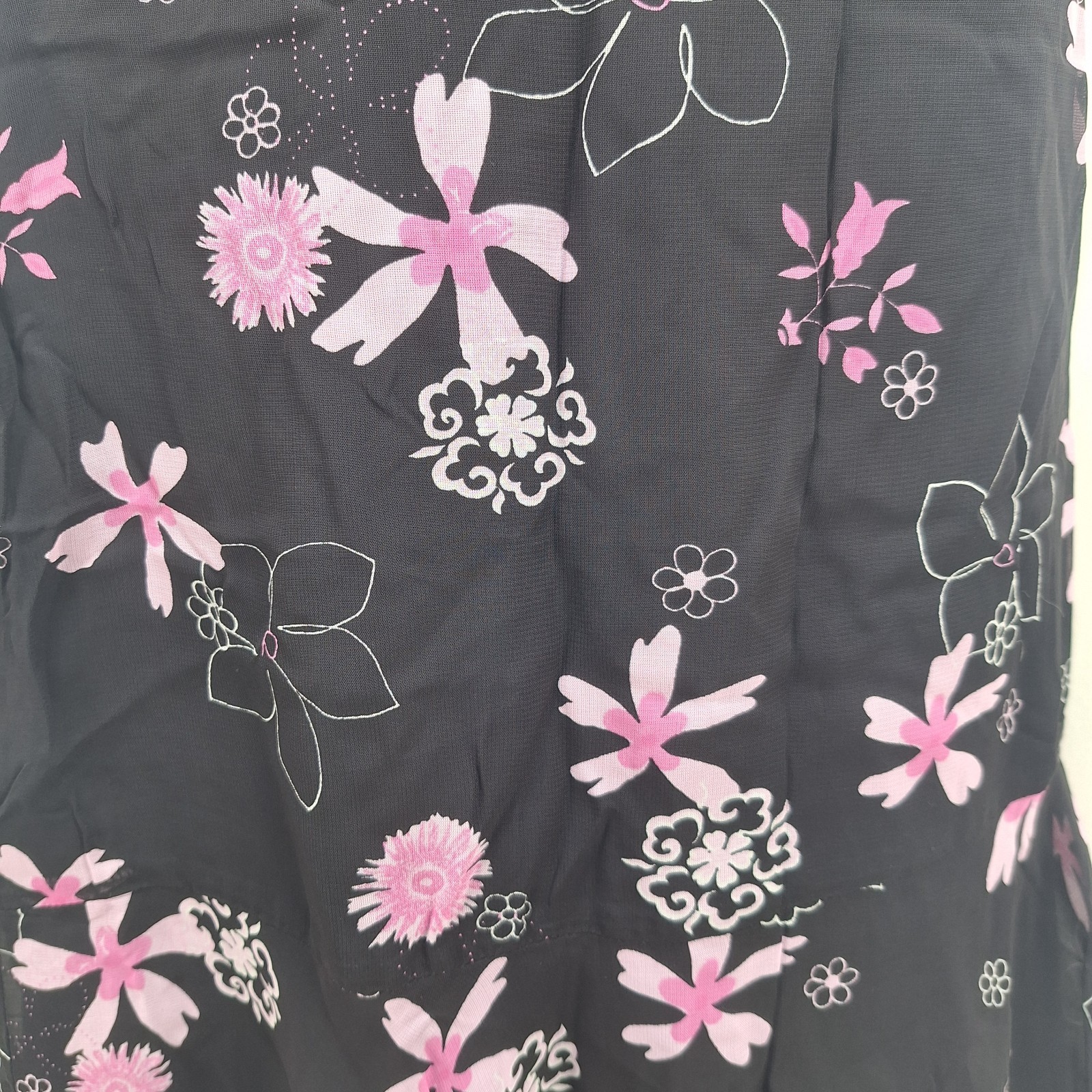 Vintage Cynthia Max Black Pink Floral Skirt Career Wear Work Size 14P