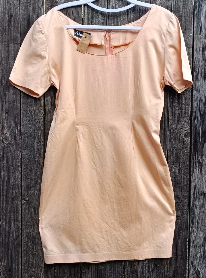 Apricot Peach Sheath Dress 36 S 38 M Vintage Summer Cocktail Dress Catenella Ital