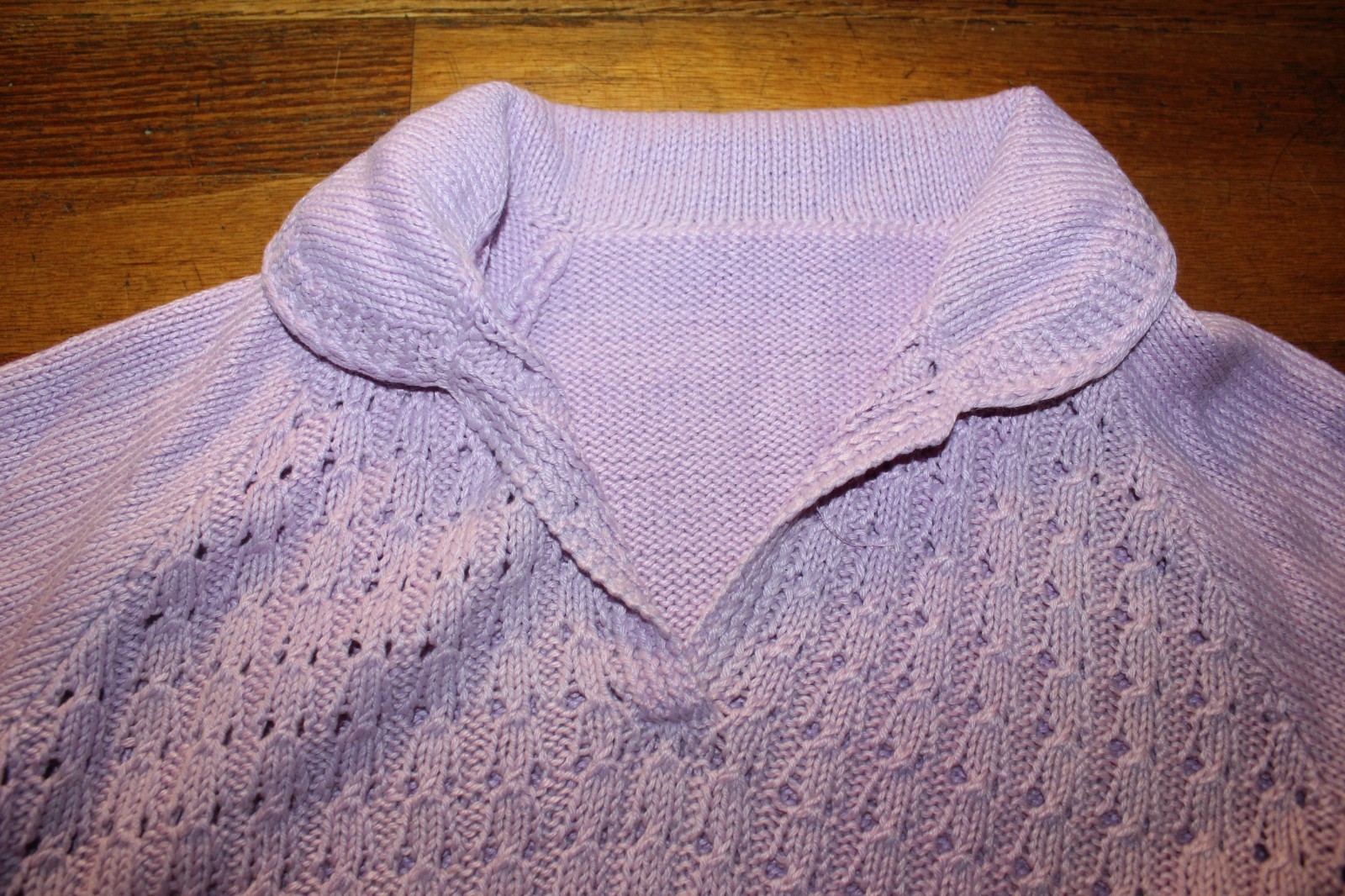 Vintage 1960s 1970s Lavender Knitted Jumper Top Shawl Collar Peter Pan Collar