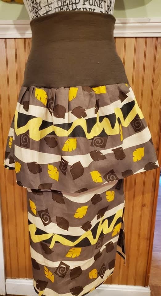 Vtg ANNE MARIE BERETTA 89 Paris rnway couture linen peplum skirt abstract print