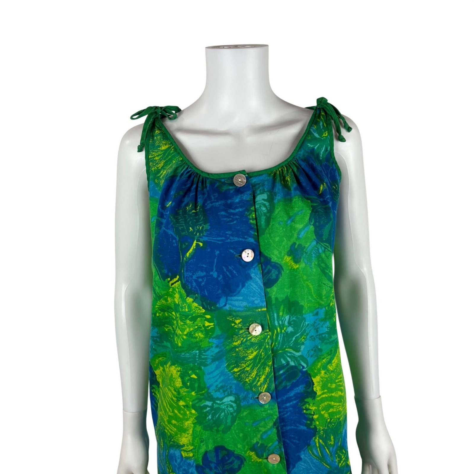 Vintage 50s Hawaiian Honeymoon Set Blue Green His & Hers Matching Dress Shirt