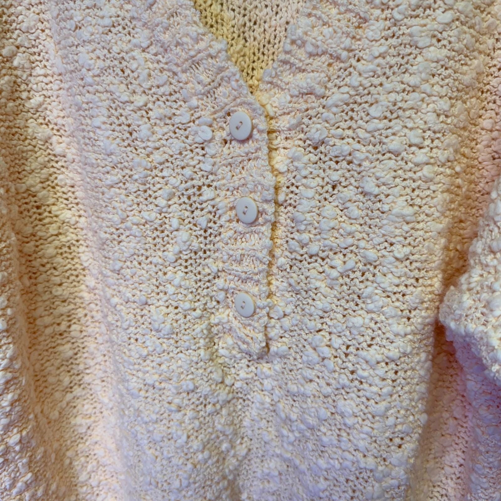Vintage Shenanigans Popcorn Knit Sweater Women Medium Cream Henley V-Neck EUC