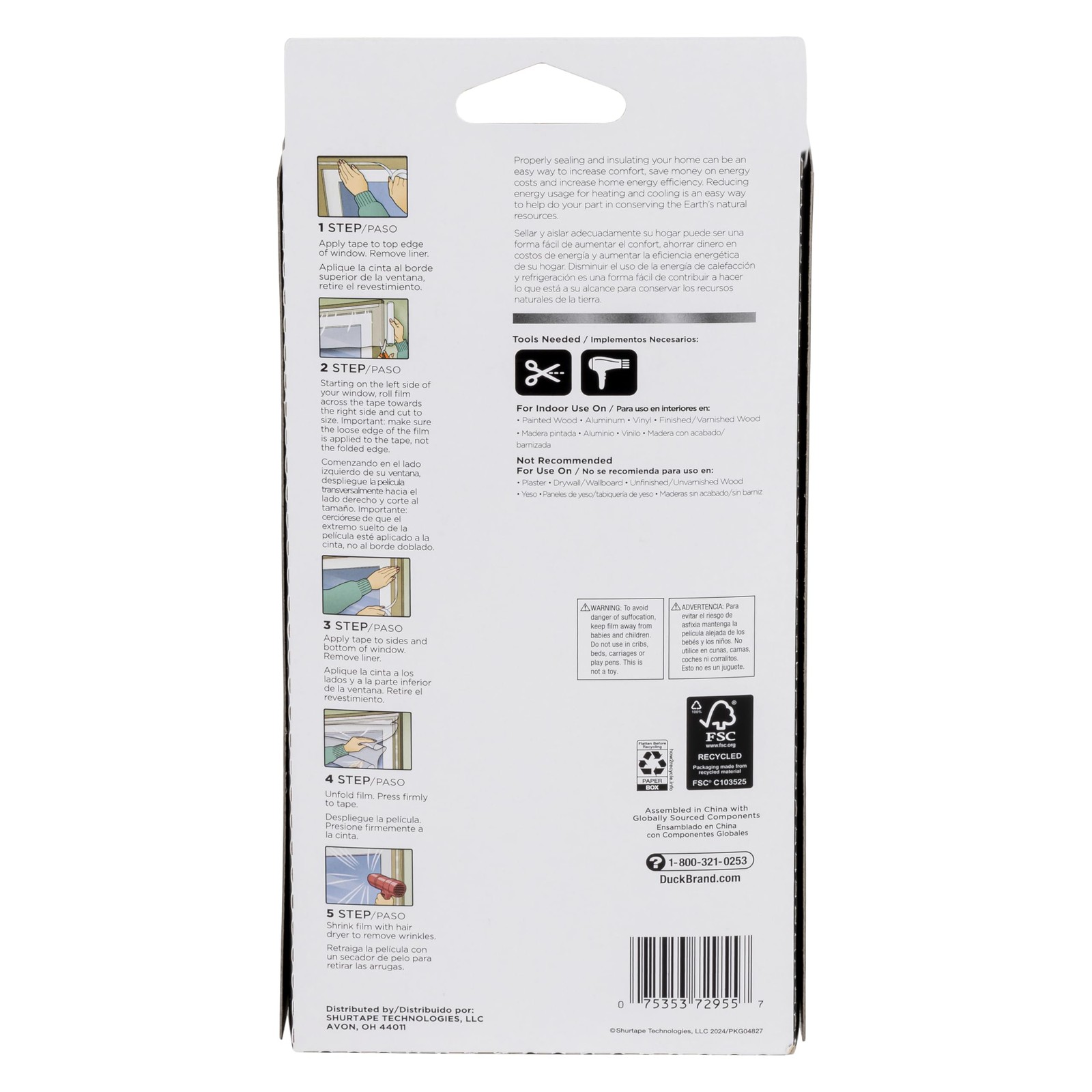 Duck MAX Strength Window Insulation Kit 84×120 – Heavy Duty Indoor Shrink Film