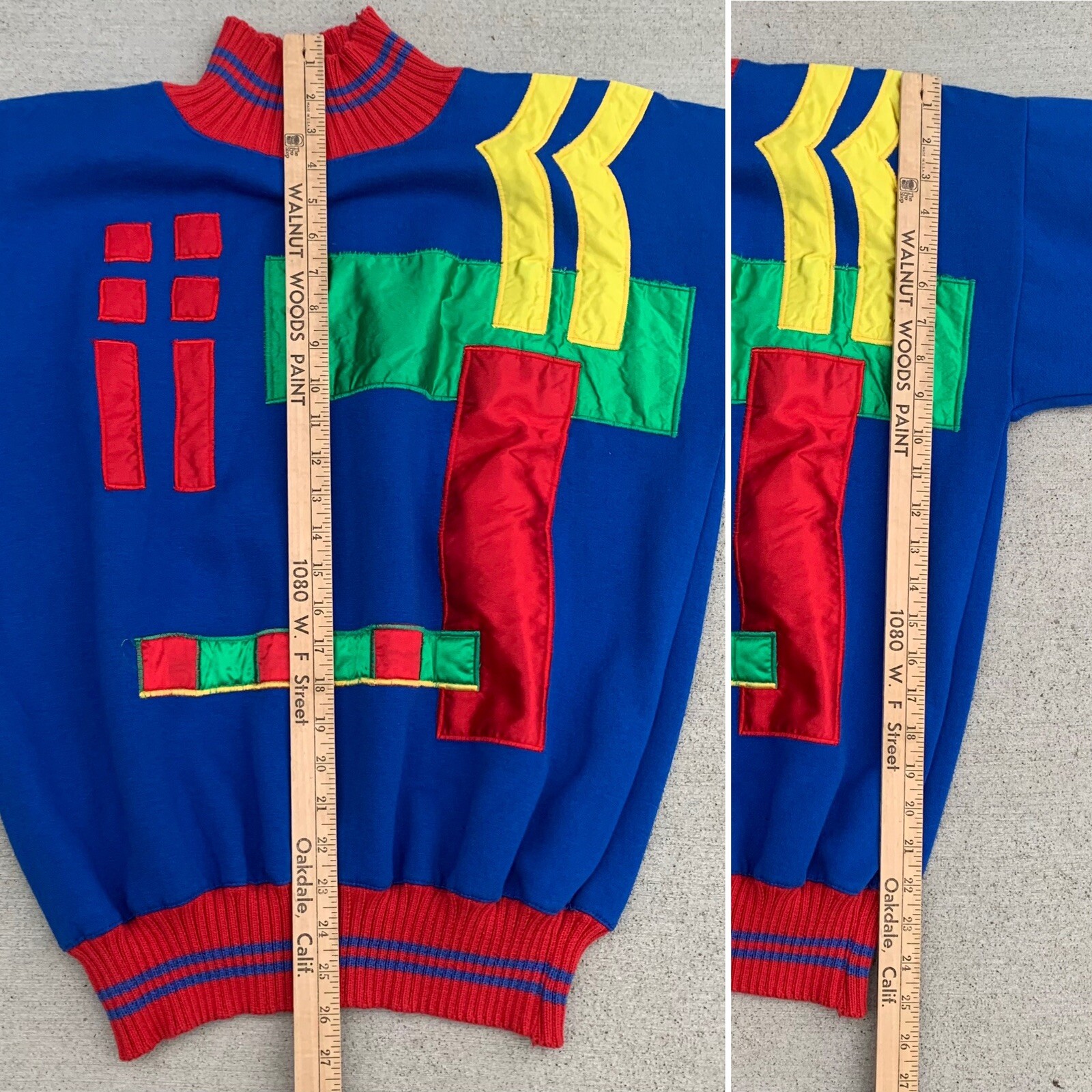 vintage sweashirt with geometric satin primary colors 1980s Boundary Waters L