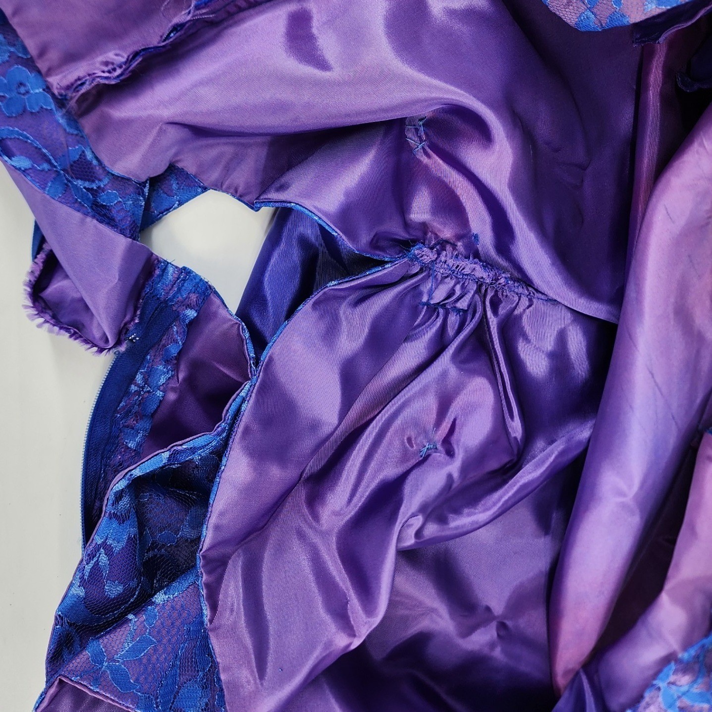 Alfred Angelo Vintage Blue Purple Lace Bow Top Iridescent Taffeta Skirt Set