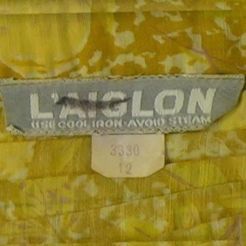 L’Aiglon Pleated Dress Women’s Size 12 Yellow Floral Damask Mod 1960s Vintage