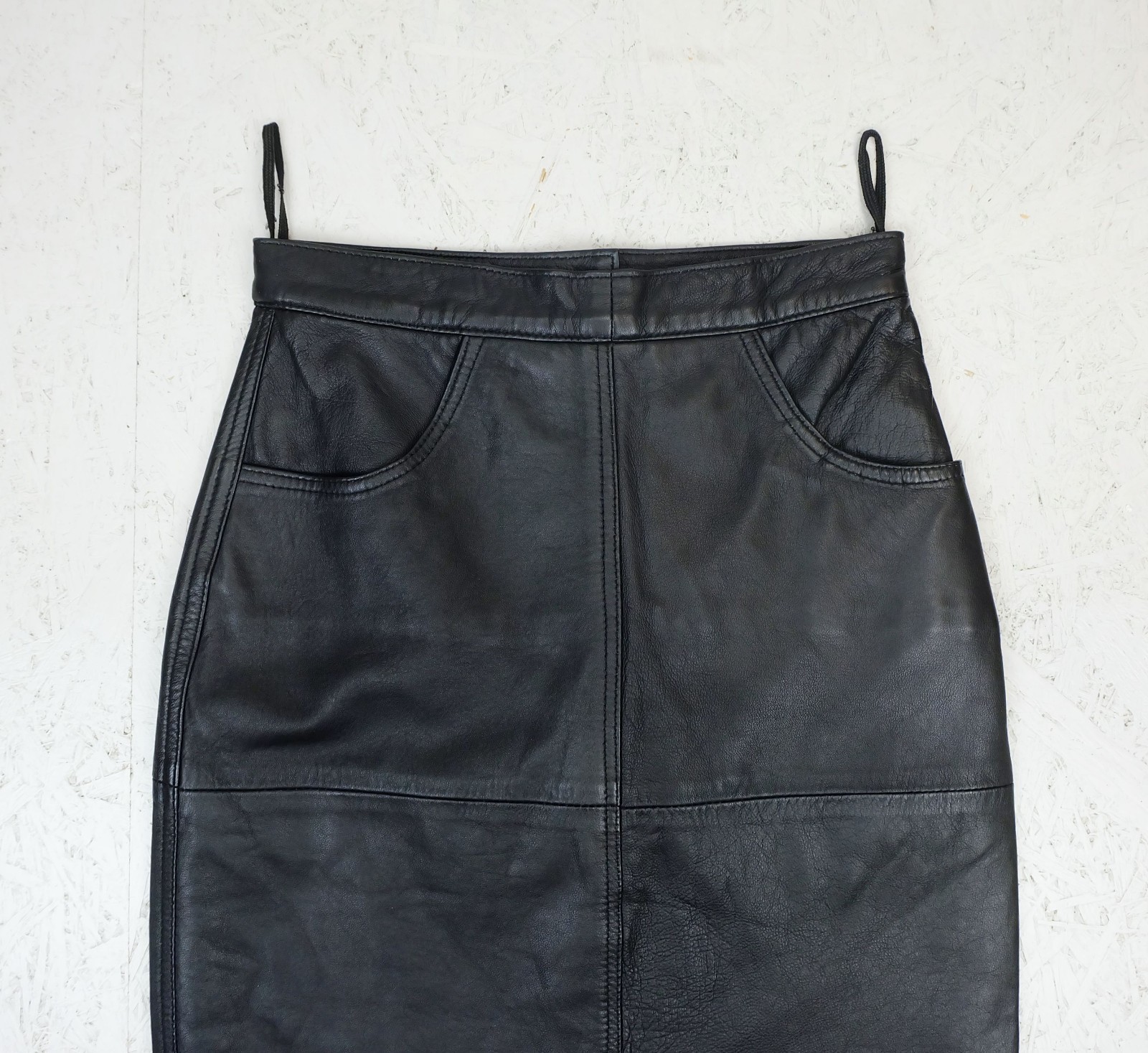 slim true vintage 80s leather skirt black size 32 pencil skirt