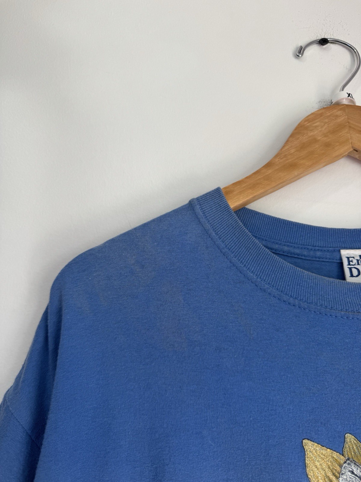 Vintage 90s Endless Designs Cottage Core Cat Sunflower Grandma T-Shirt Blue XL