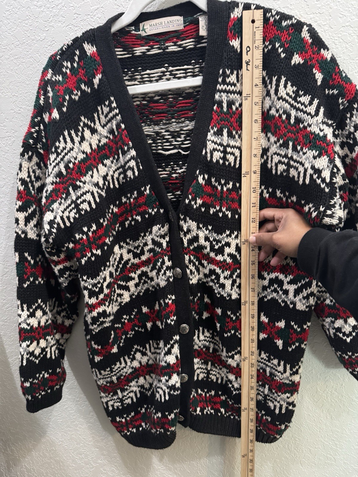 VTG Marsh Landing Coax Chunky Knit Cardigan Sweater Cottagecore Fairy Black L