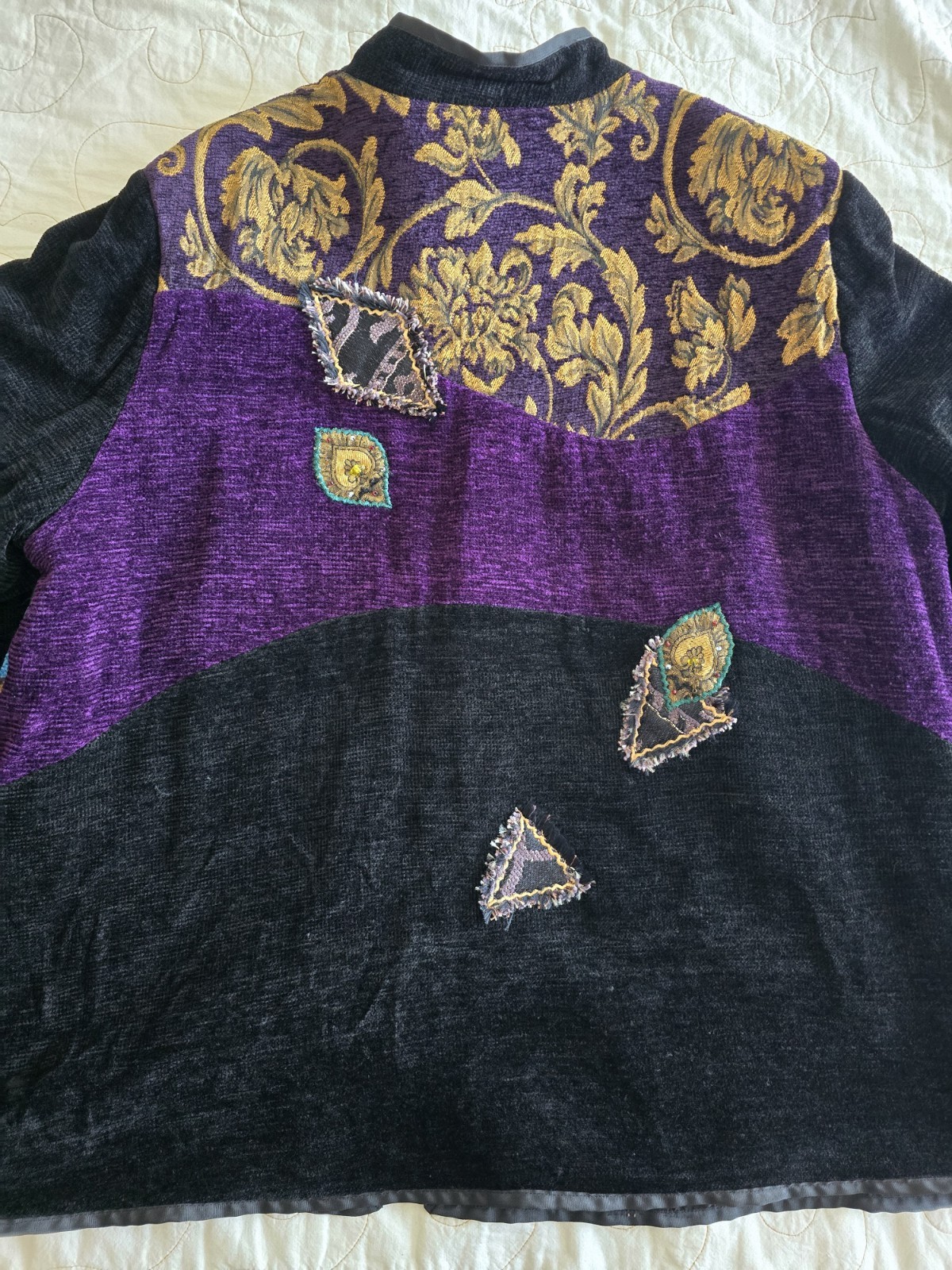 Vintage 90s Celestial Black Whimsigoth Plus Size Oversized Embroidered Jacket 1X