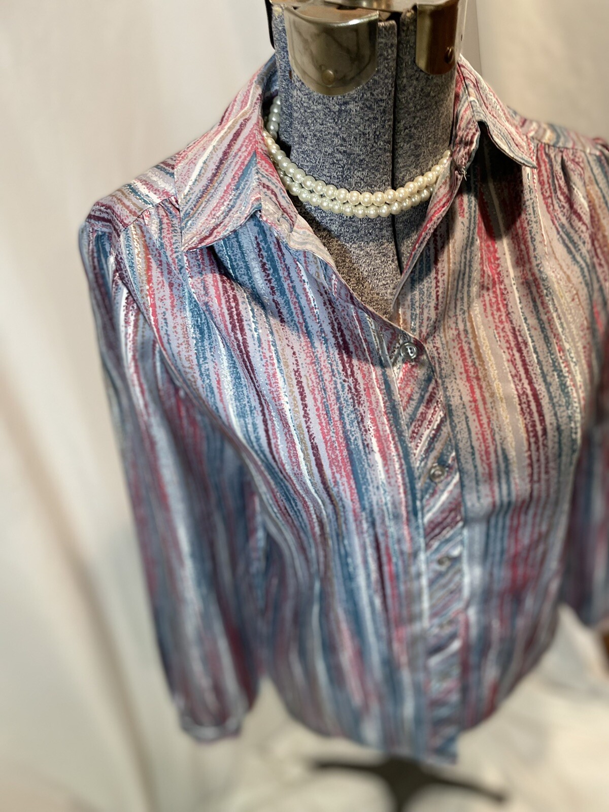 Vintage 70’s Disco Shirt By Lady Arrow Size M Medium Secretary Style Or Club