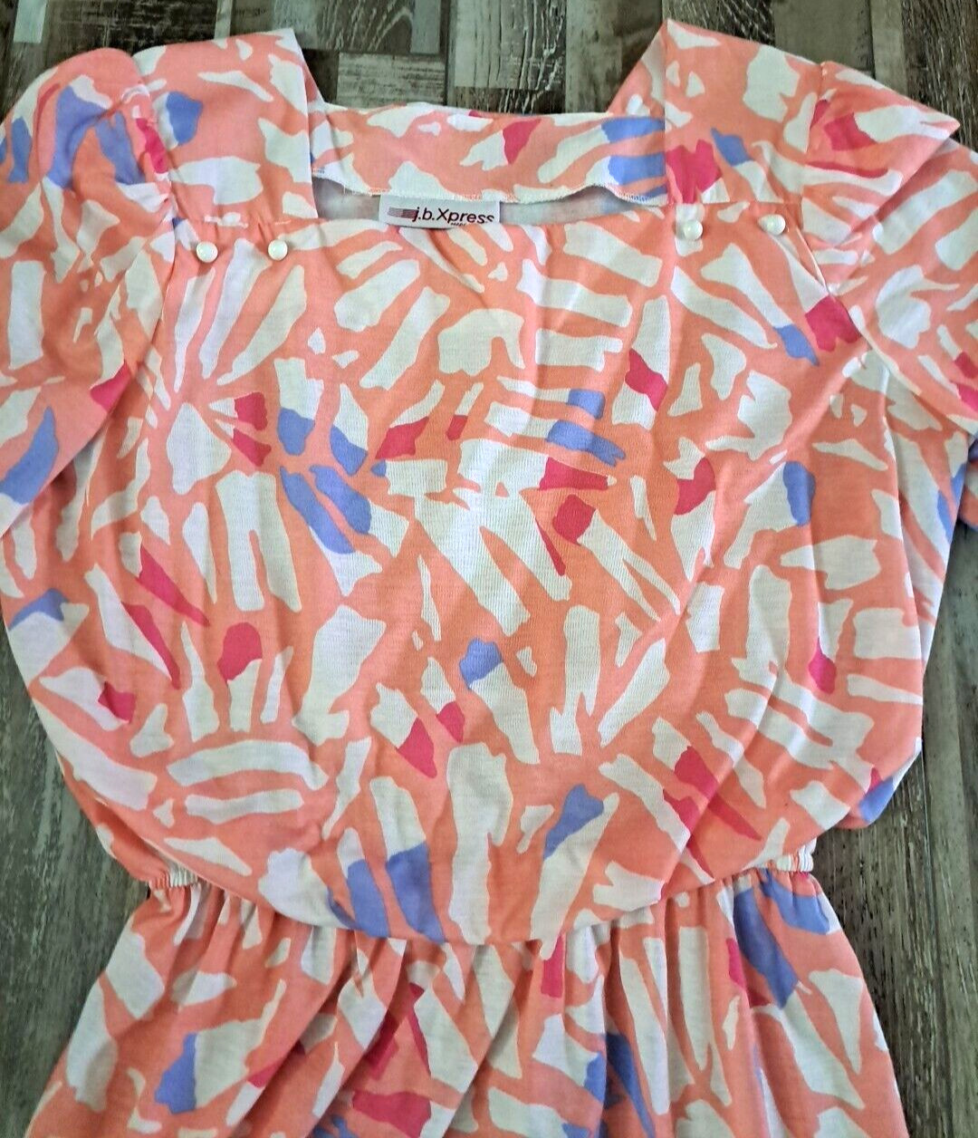 Vintage Dress Blouson JB Express Womens Abstract Pink Purple 1990s Size 18 XL