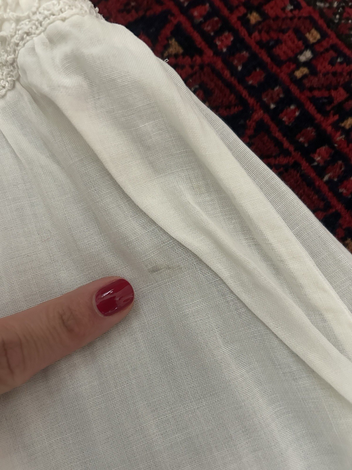 Edwardian White Cotton Voile Tea Dress Embroidered Long Sleeve Vintage Sz L