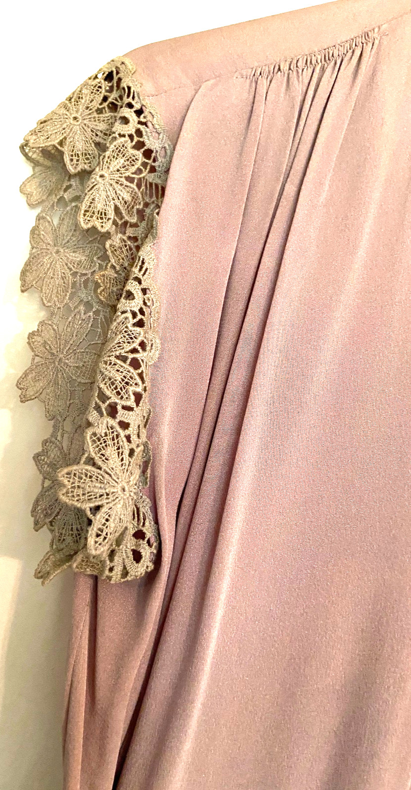 Lacy Vintage 1940s Belted Dress With Peplum Mauve Rayon M 34 Bust