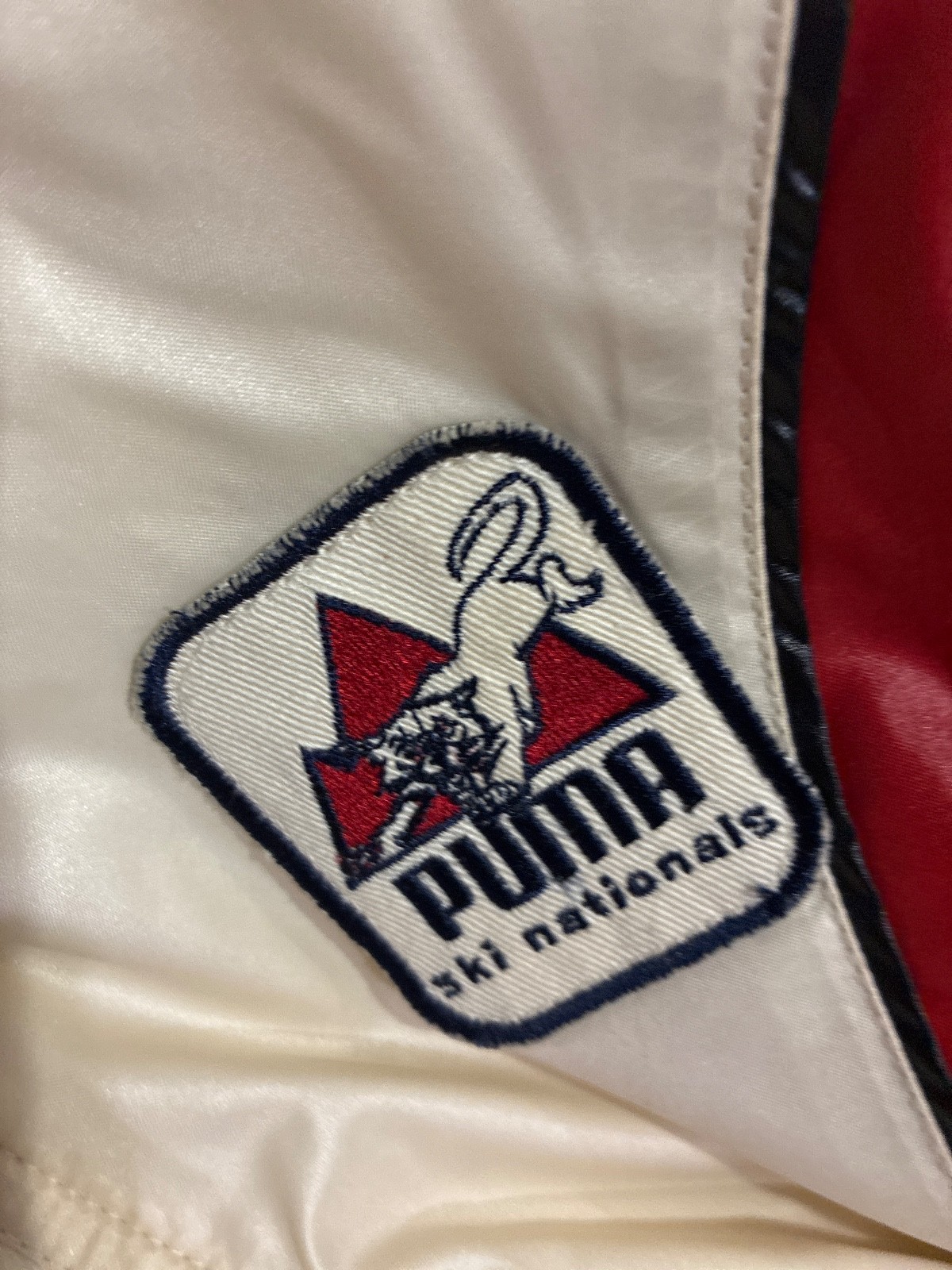 VTG 80s RETRO PUMA SKI NATIONAL PUFFER VEST WOMEN S PATCH 70s NYLON BIG YKK ZIP