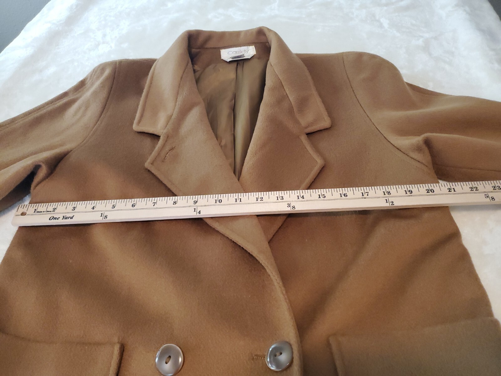 VTG Cassidy 100% Wool Coat Hand Tailored Double Breasted Coat Biege Size 6