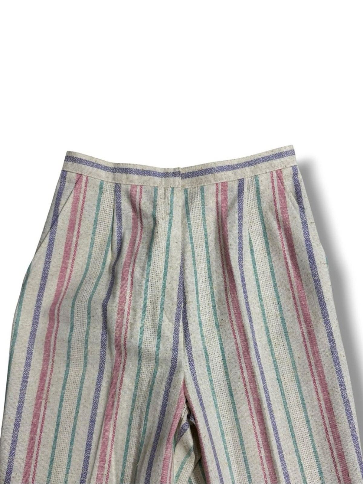 Vintage Country Suburbans Union Made Stripe Pants Size 6 High Rise Wide Leg USA