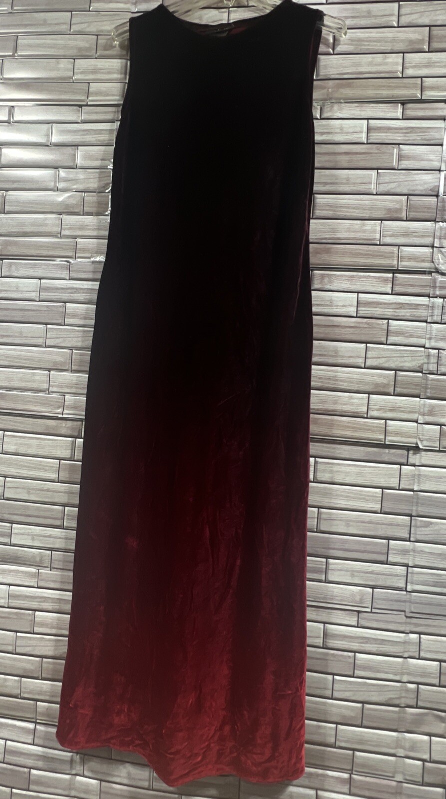 Vintage Kathie Lee Womens S Dress Maxi Slit Burgundy Red Ombre long