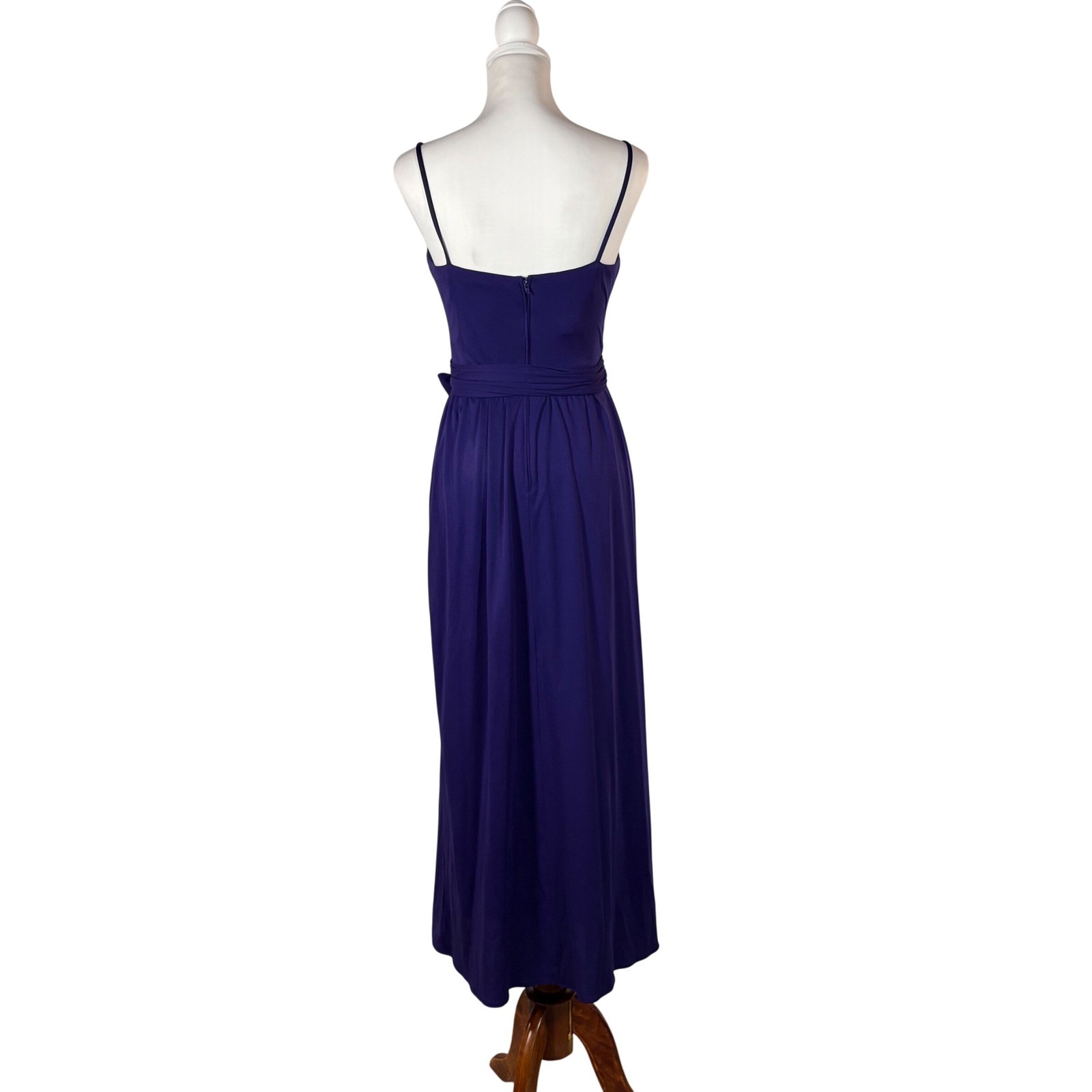 70s Purple Maxi Dress Women’s XS Sleevelsz V-Neck Faux Wrap Retro Boho Hippie