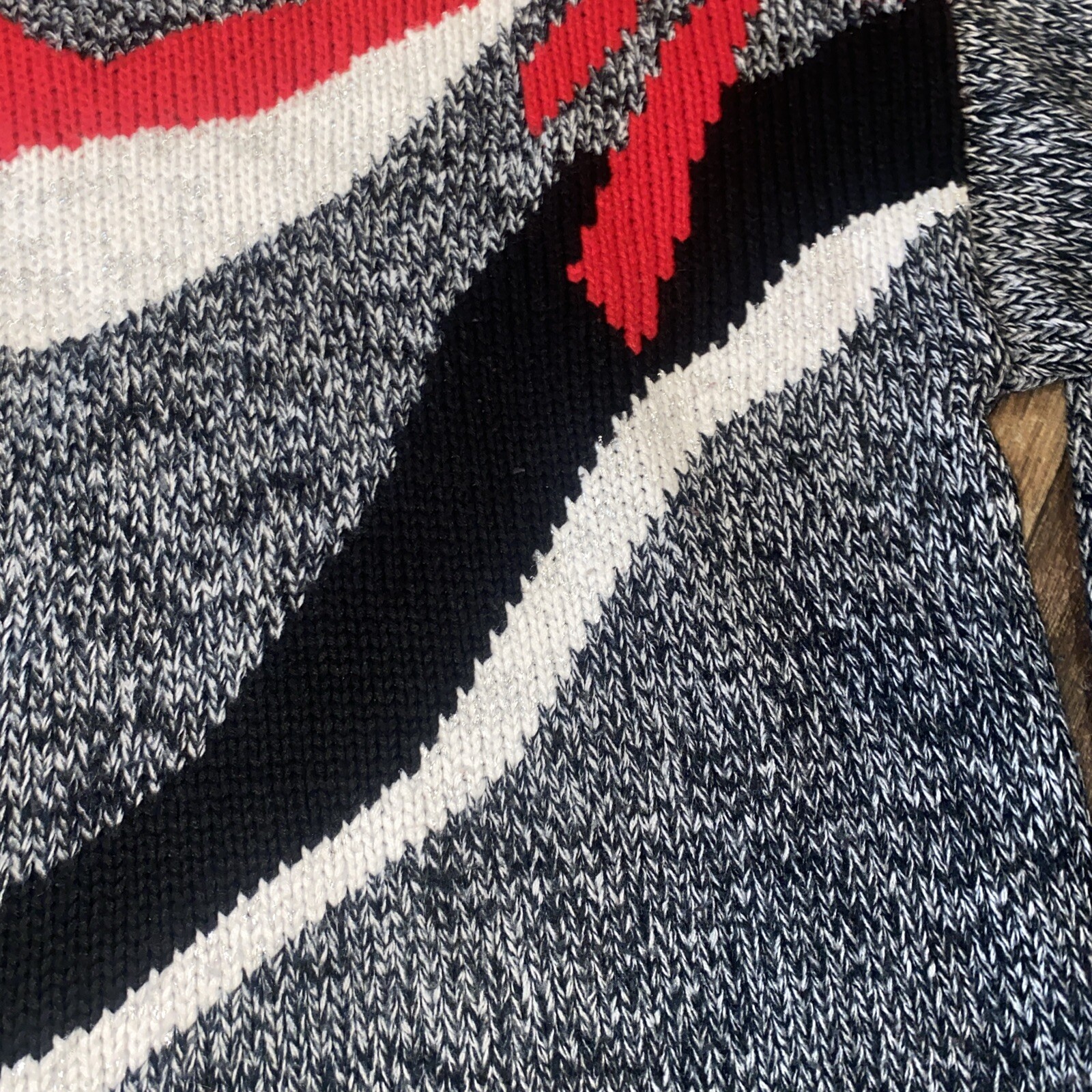 Vtg 80s Bramble Lane Womens Gray Red Bow Crew Neck Sweater L Holiday Christmas