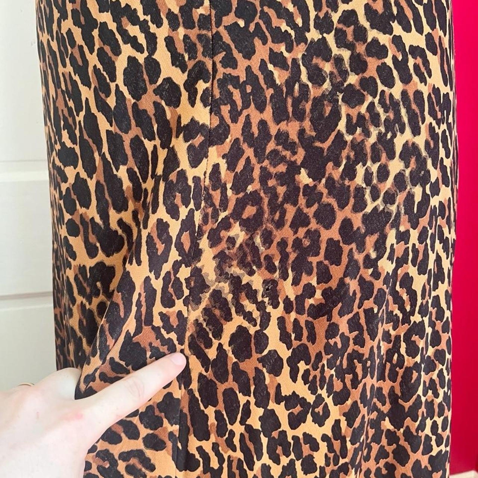 Vintage 1990s Y2K Betsey Johnson Leopard Print V-Neck Slip Glam Dress Size S