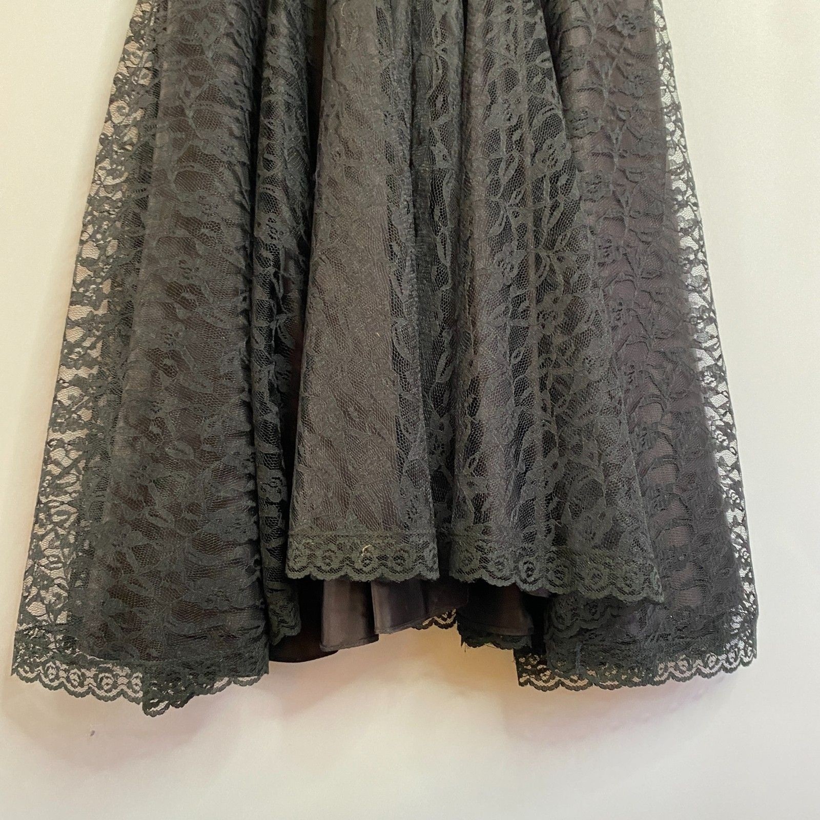 Vintage 80s Precious Moments Prom Coctail Dress Black Lace and Sequin Size 5/6