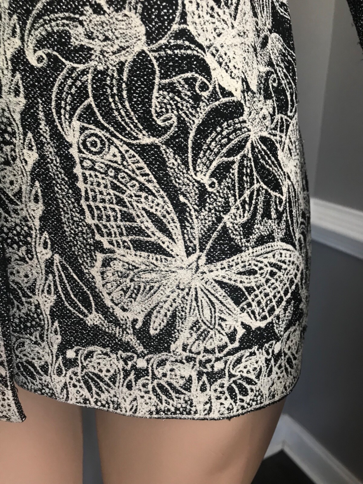 Vintage 1970s Lurex Butterflies Tunic Top Psychedelic Disco Shirt S/M